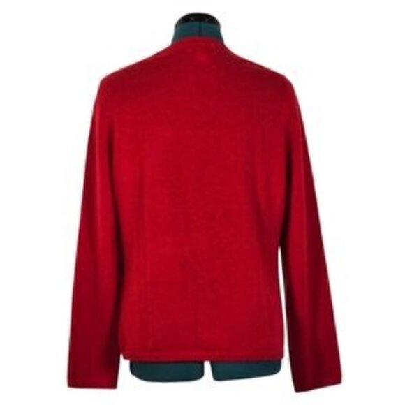 Peck and Peck Red Cashmere Sweater Crewneck Large Holiday Luxury - Picture 4 of 8